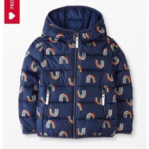 Hanna Andersson Rainbow Puffer Jacket • Kids US 5 • Hooded Quilted Winter Coat •